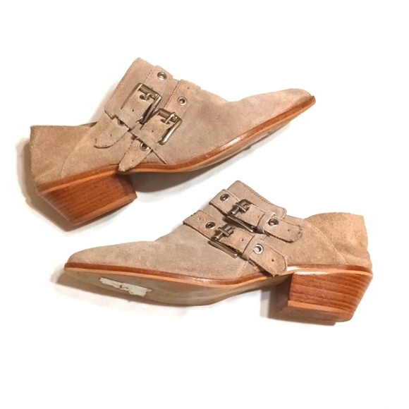 Rebecca Minkoff Tan Suede Buckled Ankle Boots Booties - Picture 1 of 9